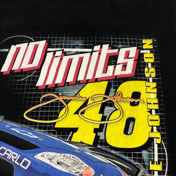 Jimmie Johnson NASCAR Shirt Men's Medium Black Colorful No Limits Racing Tee #48 - Picture 5 of 15